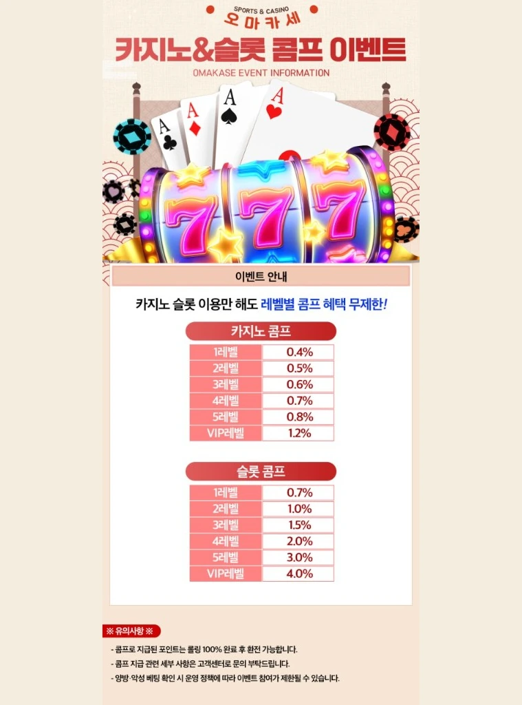 카지노&슬롯 콤프 이벤트